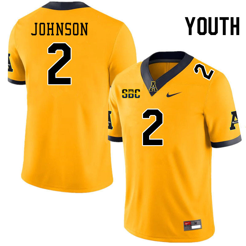 Youth #2 Ethan Johnson Appalachian State Mountaineers College Football Jerseys Stitched-Gold